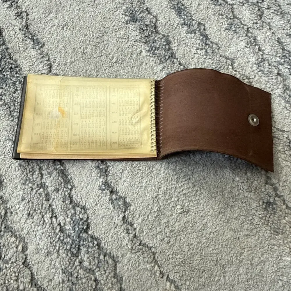 Vintage Leather Bifold Wallet Card Holder Id Card 1952 Brown
